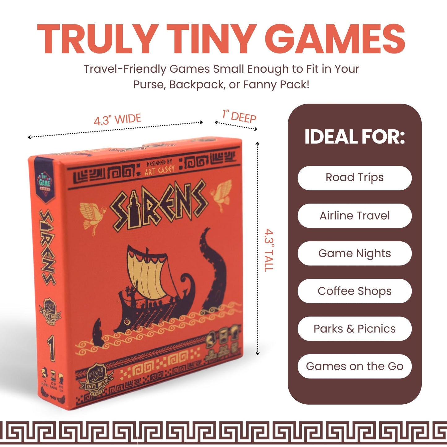 Envy Born Games Sirens Board Game - Greek Mythology Theme, 1-2 Players, Easy to Learn, Travel Size, Blue/Green, Model 232069
