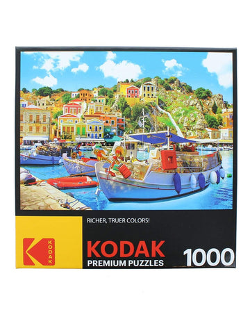 Roseart - Kodak Premium - Symi With Boats In The Harbor, Greece - 1000 Piece Jigsaw Puzzle For Adults