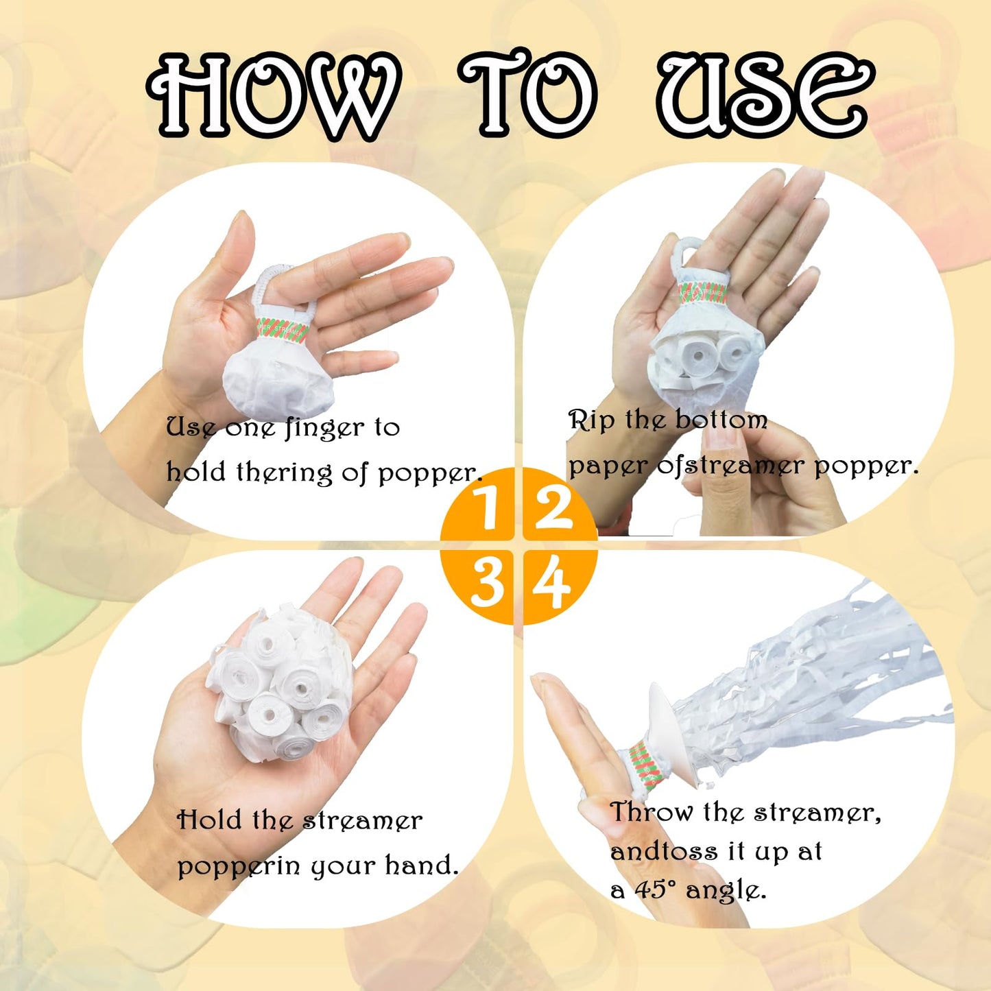 12 Pack Streamer Poppers, No Mess Confetti Poppers,No Mess Streamers Easy to Clean Handheld Streamer Cannon,Ideal for Celebratio