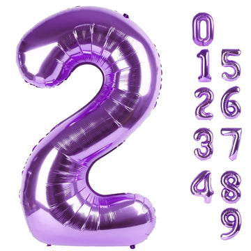 Number 2 Balloon 40 Inch Giant Two Balloon Number Purple Birthday Decorations For Women, 2Nd 12 21St Party Celebration Graduatio
