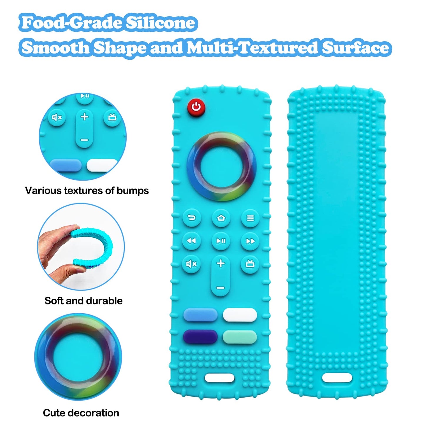 Robbear Baby Teething Toys, Food Grade Silicone Teethers For Babies 3 6 12 18 Months, Fire Tv Remote Shape Infant Chew Toys For
