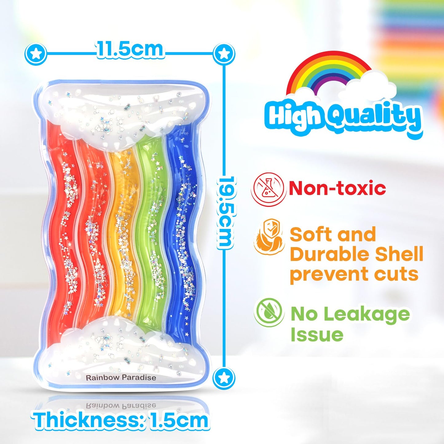 Rainbow Sensory Toys For Kids - Fidget Toys Sensory Tube For Toddlers 3 5 7, Sensory Squeeze Toys For Special Need Children, Anxiety - Road Trip, Classroom Must Haves