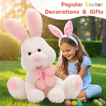 MorisMos Large Bunny Stuffed Animal 31.5'' Giant Stuffed Rabbit Toy for Kid Girl Boy,USA-Designed White Big Rabbit Plush, Jumbo