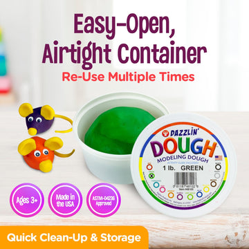 Hygloss Dough, Safe & Non-Toxic Modelling Dough For Arts & Crafts, Learn, Unscented, 1Lb. Green