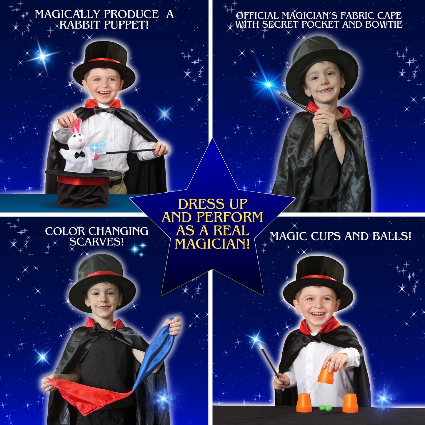 Fantasma Magic Kit Deluxe Top Hat Magic Set – Over 175 Amazing Magic Tricks For Kids Magic Kit & Accessories - Magician Costume Kids Magic Toy