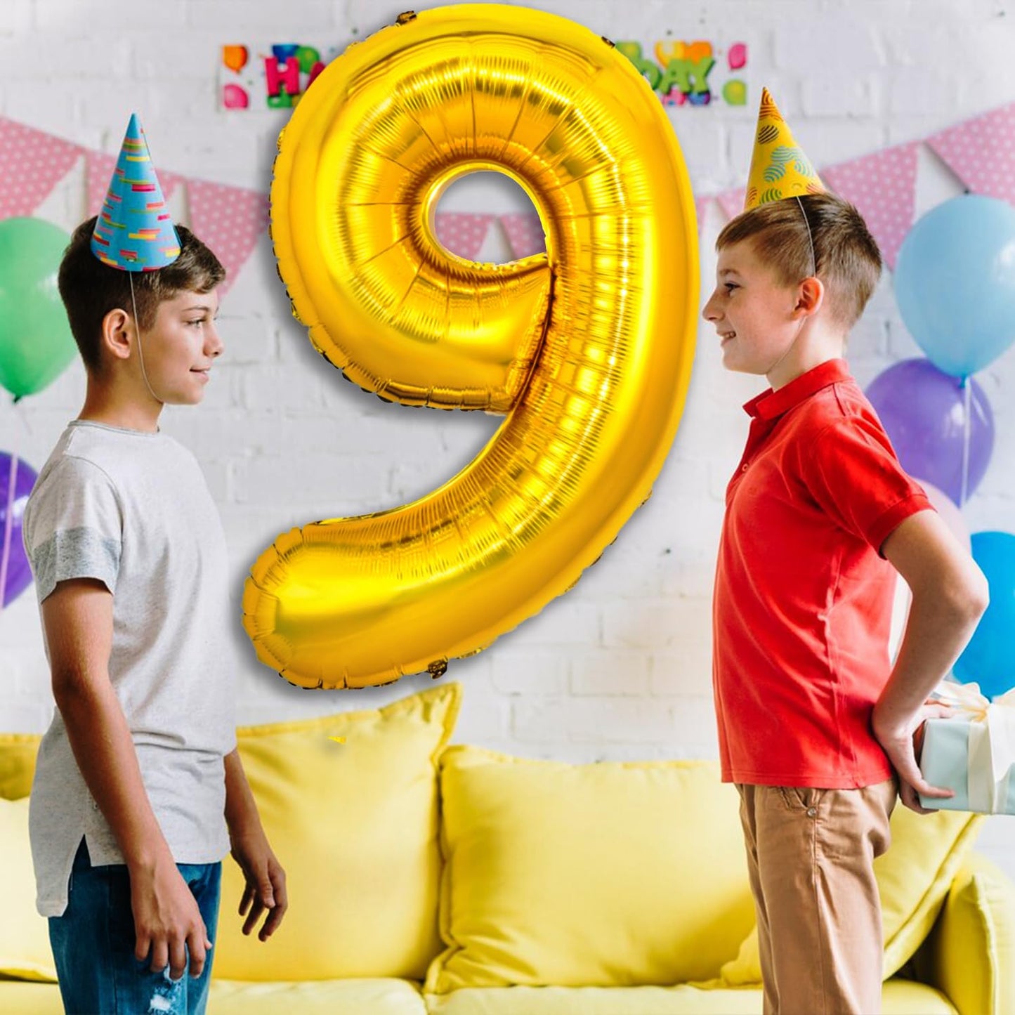 Pigetale 40 Inch Gold Large Numbers Balloons 0-9, Giant Number 9 Digit Helium Balloons Foil Mylar Big Number Balloons For 19 29