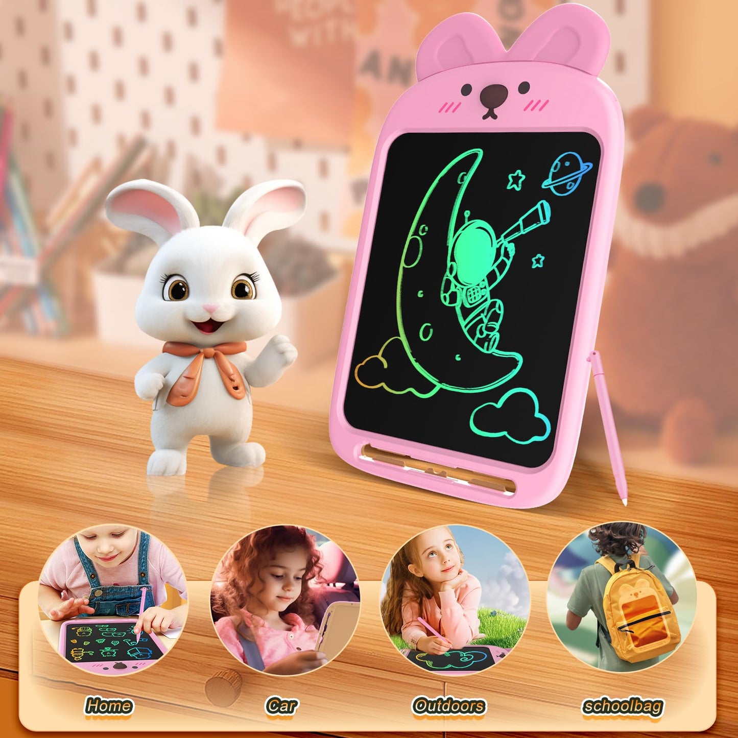 CHAFEGY LCD Writing Tablet 10 Inch, Colorful Doodle Board Drawing Tablet, Toys for 3 4 5 6 8 Years Old Boys Girls Gift, Memo Boa