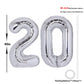 40 Inch Number 20 Balloon Silver Jumbo Giant Big Large Number 20 Foil Mylar Silver Balloons 20Th Birthday Party Anniversary Deco