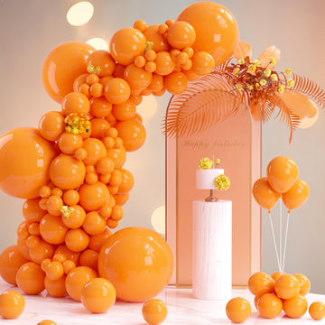 130Pcs Orange Balloons Arch Kit, 18'' 12'' 10'' 5'' Different Sizes Pack Burnt Orange Latex Balloons Garland For Birthday Gradua