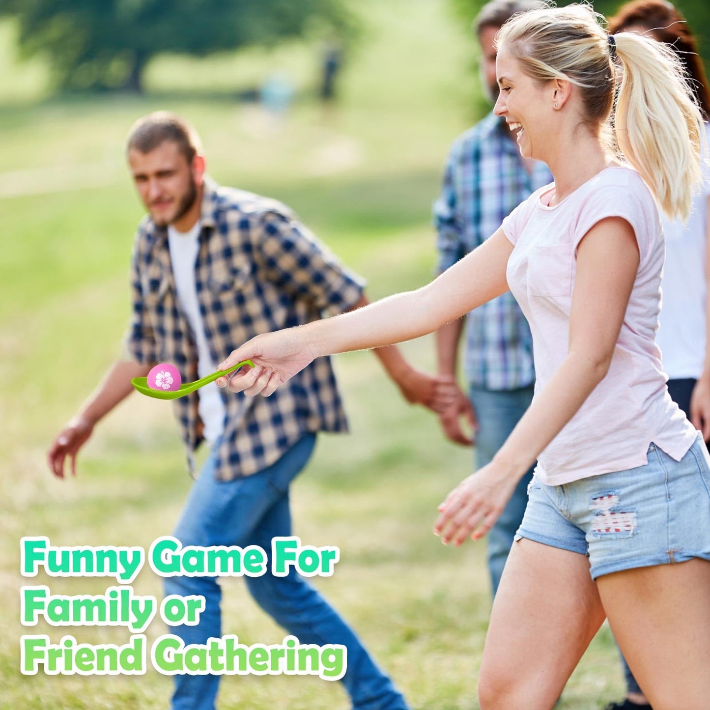 VercanMonth 12 Pcs Luau Games Hawaiian Spoon Race Games Toy Set Luau Party Favors Tropical Summer Birthday Party Themed Ball and