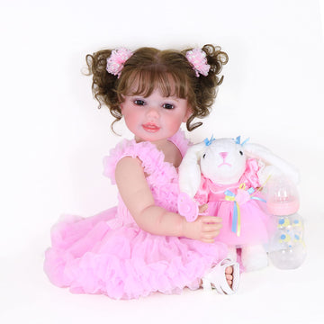 Wawa-Haokeai Reborn Toddler Girl Doll -22 Inch Happy Dance With 3D Painted Skin Visible Veins And Soft Full Vinyl With Rooted Ha