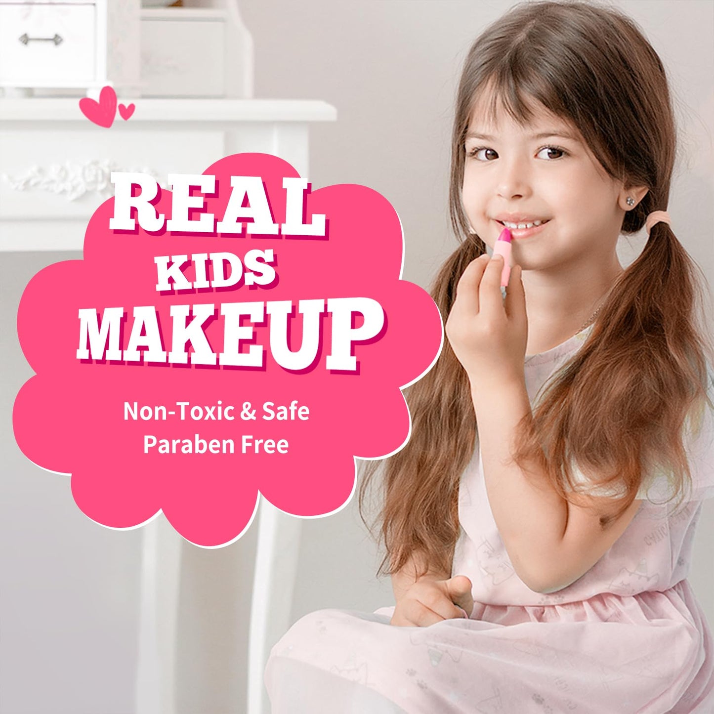 ULOVEME Kids Washable Makeup Kit for Girls 4-6 with Small Coin Purse(5.5x5.25in) - Real, Non Toxic Makeup for Little Girls - Umi