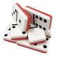 Marion Domino Double Six 6 Two Tone Red And White Tiles Jumbo Tournament Professional Size With Spinners In Black Elegant Velvet Bag