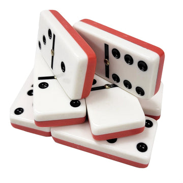Marion Domino Double Six 6 Two Tone Red And White Tiles Jumbo Tournament Professional Size With Spinners In Black Elegant Velvet Bag