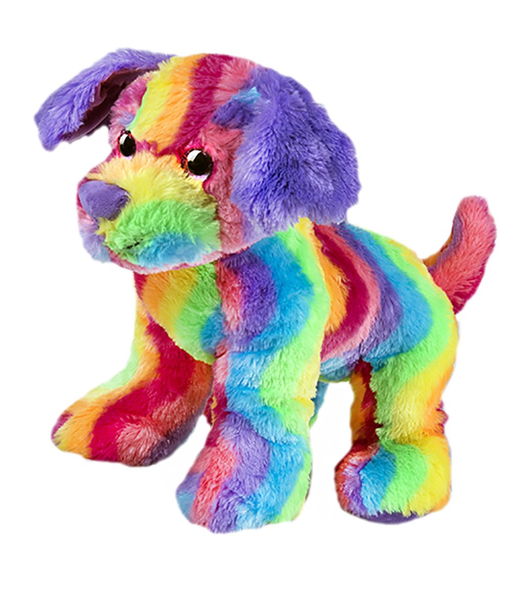 Stuffems Toy Shop Cuddly Soft 8" Stuffed Rainbow Dog - Polyester, Multicolor, Model 4051-S