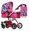 Fash N Kolor | Foldable Pram For Baby Doll With Flower Design With Swiveling Wheel Adjustable Handle Bassinet Stroller With Baby