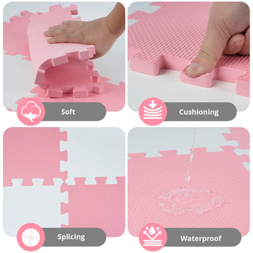 16Pcs Baby Play Mat for Floor, Foam Floor Tiles for Kids with Interlocking, Squares Foam Puzzle Carpet for Playroom, Crawling Ru