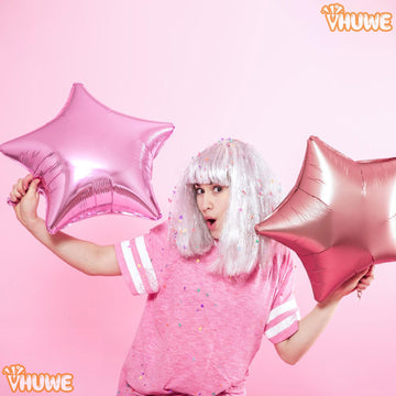 Pink Star Balloons 18 Inch, 10 Pcs Candy Pink Star Shaped Mylar Helium Foil Metallic Balloon For Birthday Party Decorations Baby