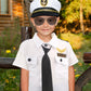 Children Pilot Costume Set Captain Uniform Dress Up For Kids Boys Halloween Cosplay Pretend Role Play Party