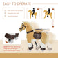 Qaba Ride-On Walking Rolling Kids Horse With Easy Rolling Wheels, Soft Huggable Body, & A Large Size For Kids 3-8 Years