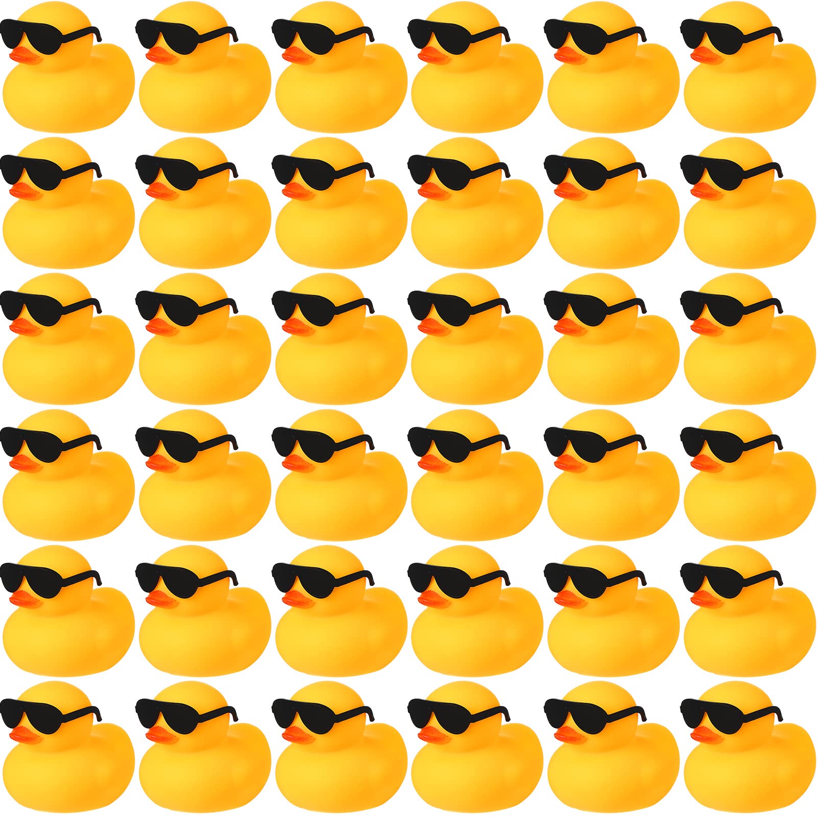 36 Pcs Mini Rubber Ducks With 36 Sunglasses Rubber Ducks In Bulk Bathtub Duckies Toys For Kids Gift Baby Shower Birthday Party Favors Cruise (Yellow, Duck With Sunglasses)