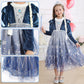 Luzlen Girls Elsa Costume Snow Princess Dress Up Blue Halloween Party Cosplay Outfits With Accessories, 4-5T(Tag 120)