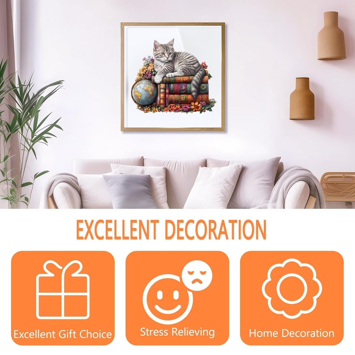 Wooden Puzzles for mature-themeds - Dr. Cat Puzzle for mature-themeds  Unique Shape Wooden Jigsaw Puzzle  Wood Puzzles mature-themed  Good Gift Idea for Cat Lovers  Home Decor (M-11.4 * 10.1in-170 Pieces)