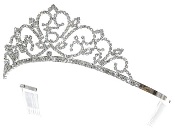 SAMKY Birthday Party Crystal Tiara Crown - 15th Fifteenth Fifteen Quinceanera T1275