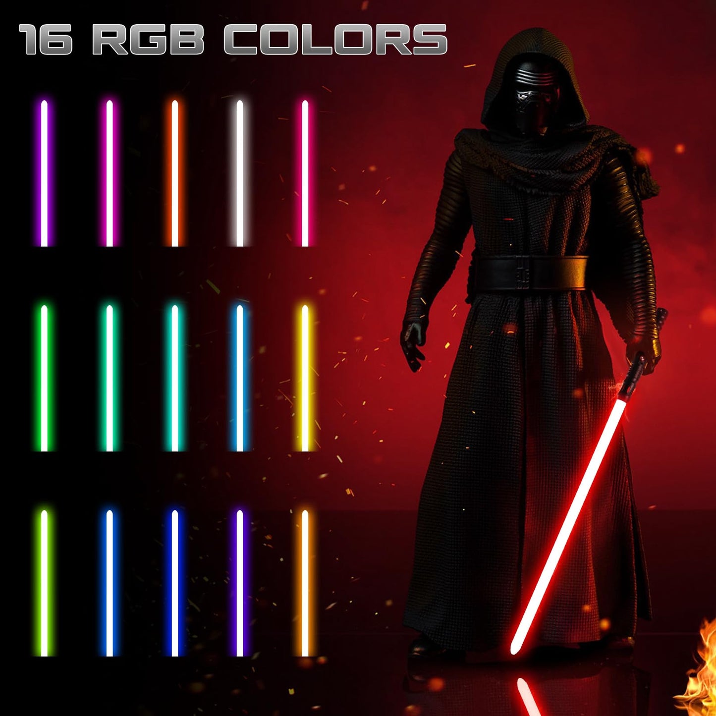 Smooth Swing Dueling Lightsabers with APP - Infinite RGB 16 Colors Changeable Light Sabers, Motion Control Metal Hilt Light Sabe