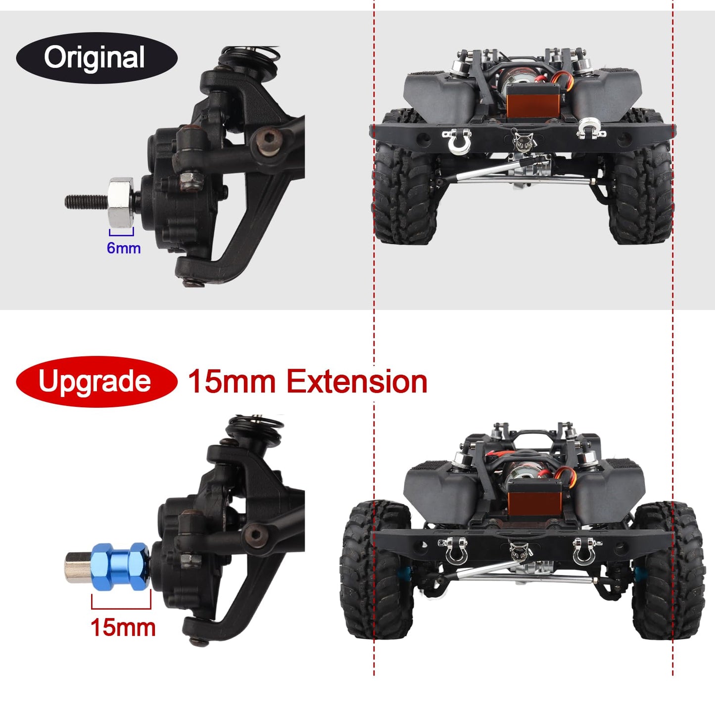 4-Pack Hobbypark 12Mm Wheel Hex Drive Hubs Combiner Coupler Aluminum 15Mm Offset Extension For 1/10 Rc Crawler Car Parts (Blue)