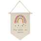 You Make Me Happy,Rainbow,Heart -Canvas Hanging Flag Banner Wall Sign Decor Gift for Baby Kids Girl Boy Nursery Teen Room Front 