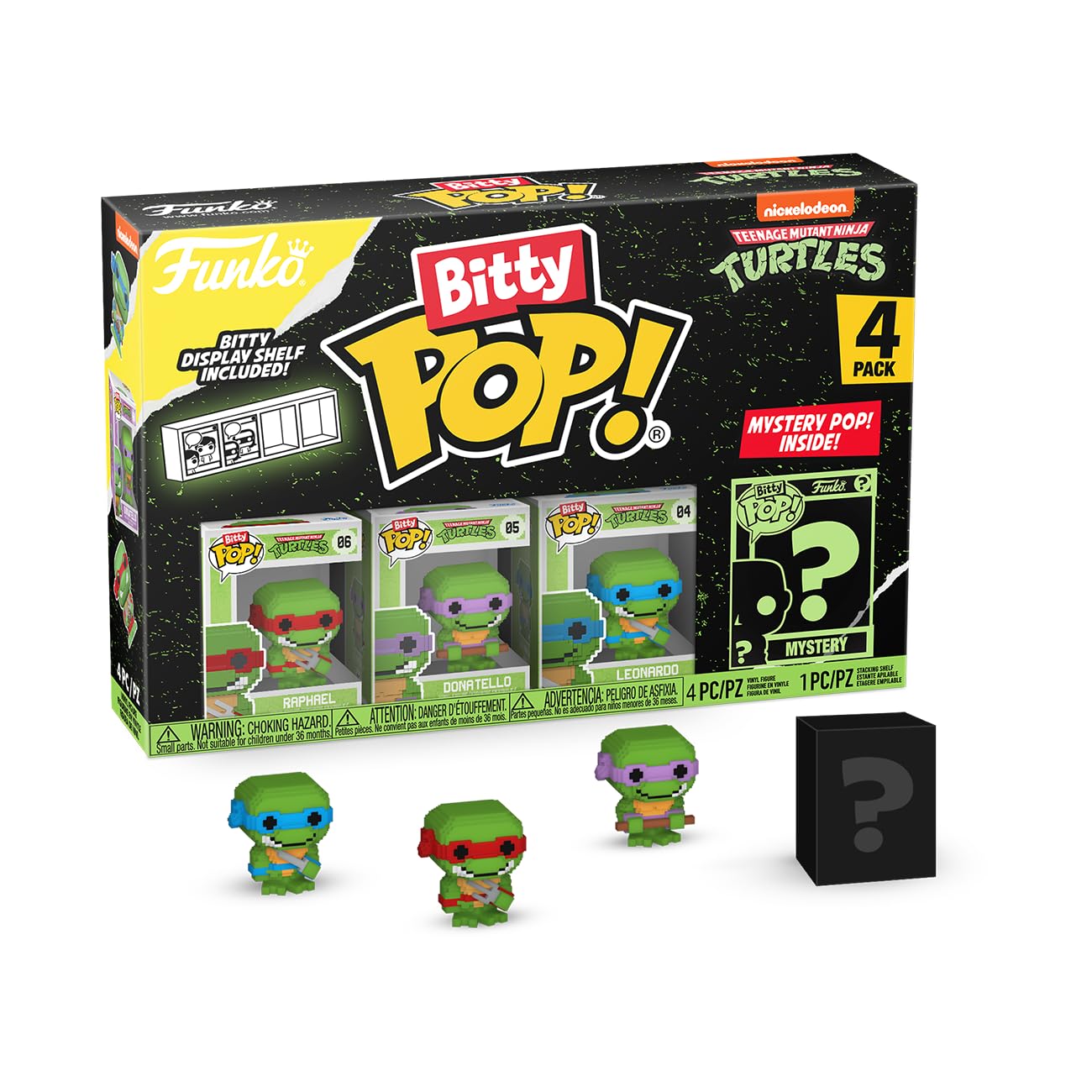 Funko Bitty POP! Teenage Mutant Ninja Turtles (TMNT) - Shredder, 4-Pack - 8-Bit Raphael, 8-Bit Donatello, 8-Bit Leonardo and A S