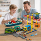 HOGOKIDS City Wharf Building Set with Crane, 1373PCS, Plastic, 25"x13"x18", Includes Ship, Train, Truck & Containers, Ages 6-14+