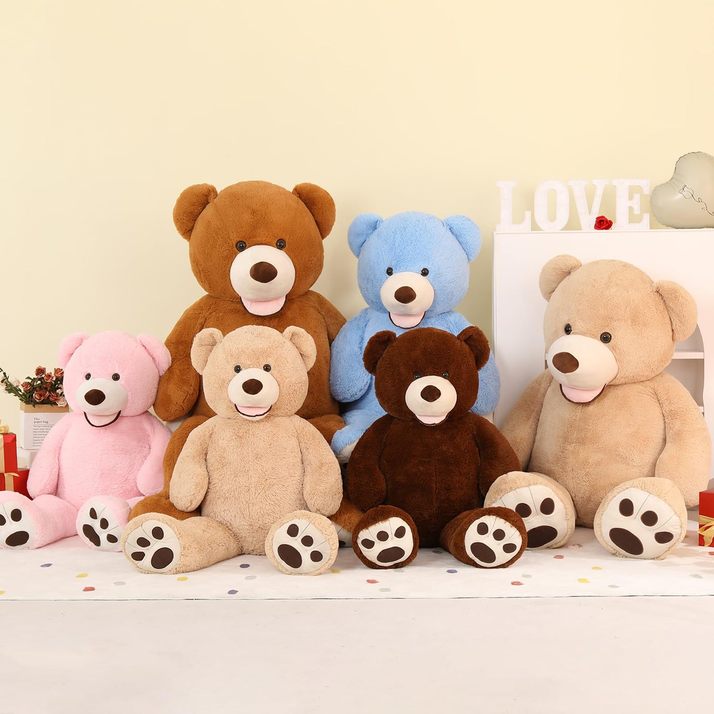 MorisMos 51" Giant Teddy Bear - Light Brown Plush Stuffed Animal with Big Footprints, Perfect Gift for Girlfriends and Boyfriends