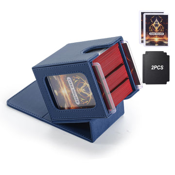 MTG Deck Box, Double Display Window MTG, Commander Deck Box Fits 120+ Single Sleeved Cards, PU Leather Magnetic Closure Card Box