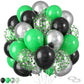 Green And Black Balloons,60 Pcs 12 Inches Matte Dark Green Metallic Silver Matte Black Balloons Confetti Balloons For Baby Birth