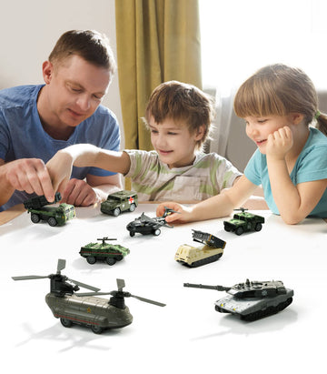 Small Army Toy Cars, Geyiie Die Cast Military Truck Vehicles Toys For Kids, Army Helicopter, Tanks, Mini Car Set As Easter Baske