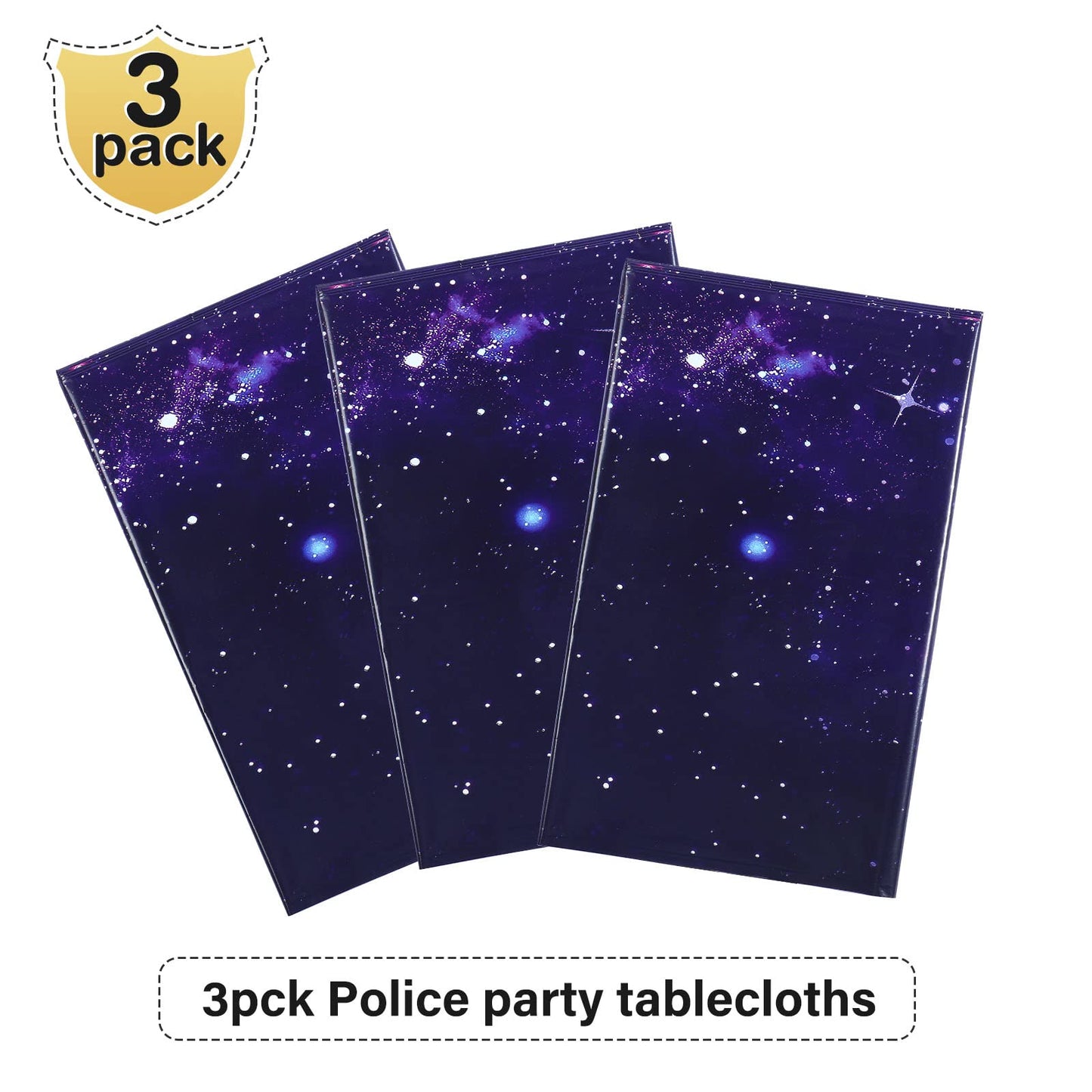 Tatuo 3 Pack Galaxy Plastic Table Cover Space Tablecloth Space Star Purple Nebula Rectangle Tablecloth Disposable Starry Night S
