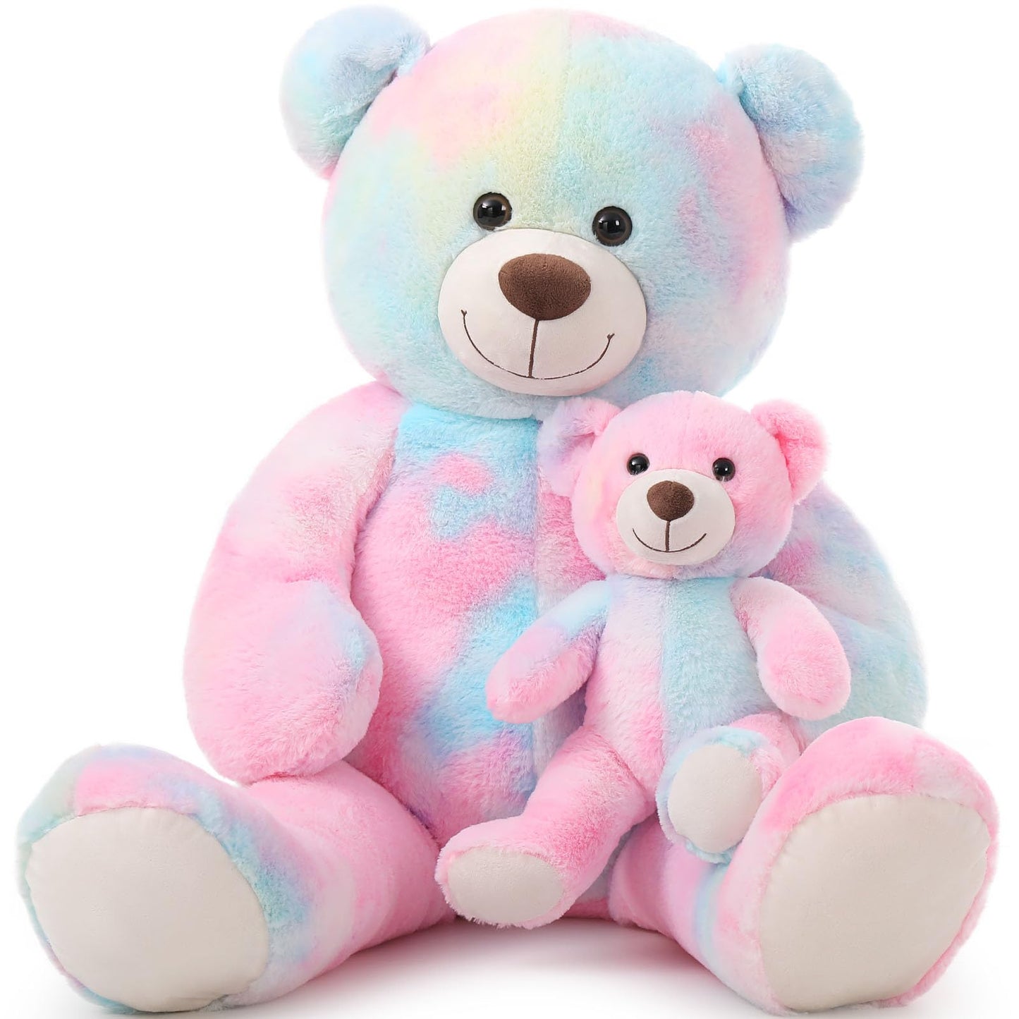 Tezituor Giant Teddy Bear Stuffed Animal 39In, Large Teddy Bear Mommy With Baby, Big Teddy Bear Stuffed Bear For Kids, Girlfriend On Mother'S Day, Valentine, Christmas, Baby Shower, Tie-Dye Pink