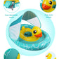 Relaxing Baby - Double Baby Pool Float With Adjustable Safety Seat,Canopy Upf 50+ Sun Removable,Inflatable Animal Style Float,Swimming Float With Pool Toys For 6-36 Months