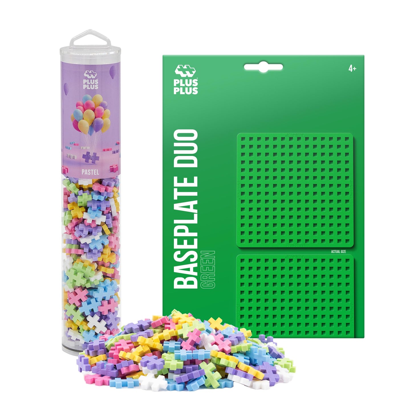 PLUS PLUS 240 Piece Interlocking Building Blocks for Kids, Open Ended Connecting Toys, STEM Bin Mini Manipulatives - Pastel Mix