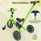 Bautia Kids Tricycle for Toddlers 1-3 with Push Handle, 5 in 1 Baby Balance Bike for 1-4 Years Old Boys Girls Gift with Removabl