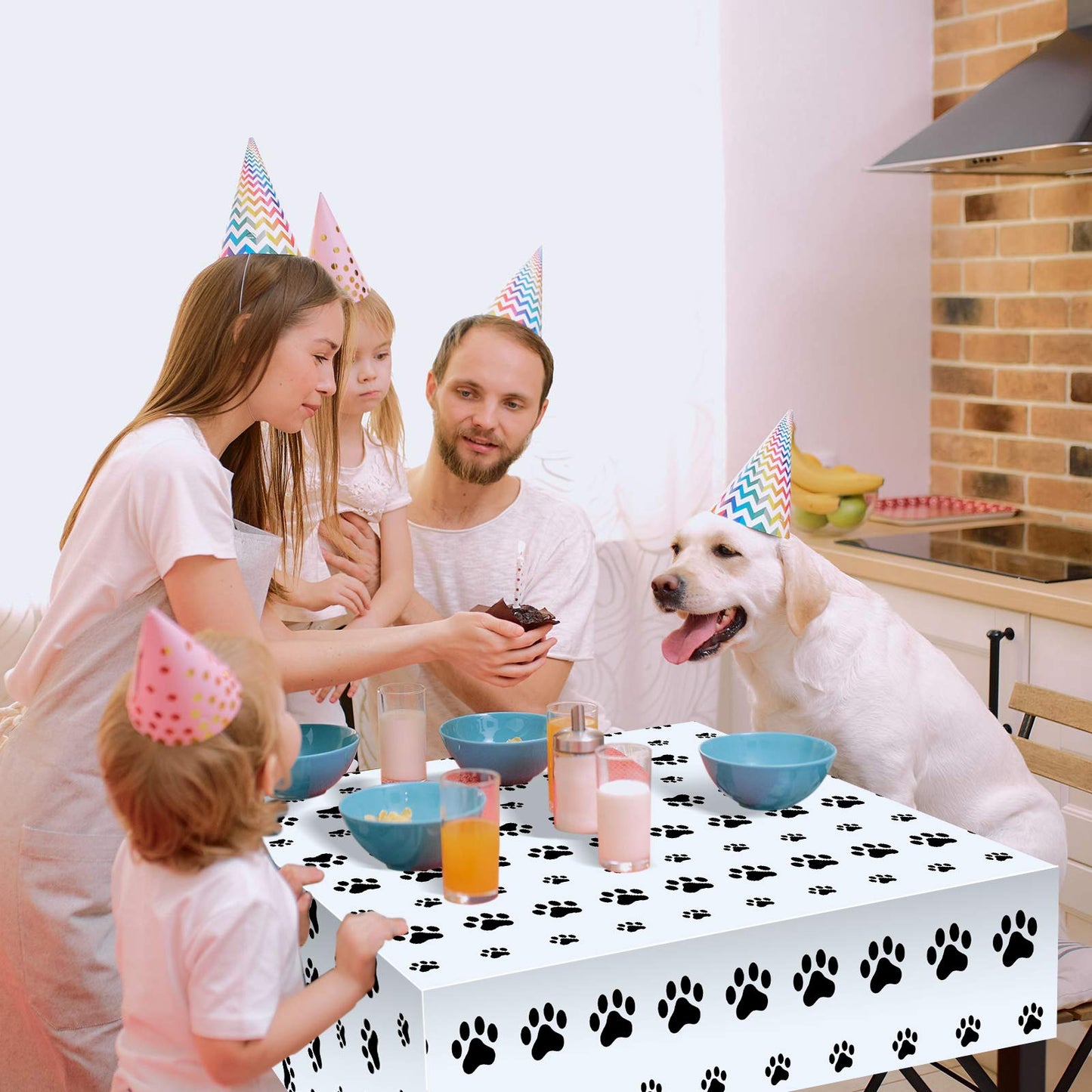 Tatuo 2 Pieces Puppy Paw Print Plastic Tablecloth Disposable Table Cover Puppy Themed Birthday Party Decorations for Dog Party S