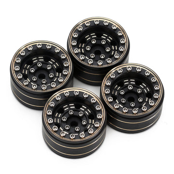 KingVal Replacement 4PCS Brass 1.0'' Beadlock Wheel Rims Tyre Rim Offset -3.15mm Wheel Hub 7mm Compatible with Axial SCX24 RC Cr