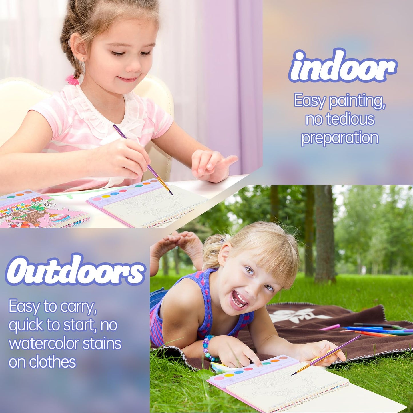 Watercolor Coloring Books for Kids Watercolor Paint Book water color paint sets for kids coloring books for kids ages 4-8 Water
