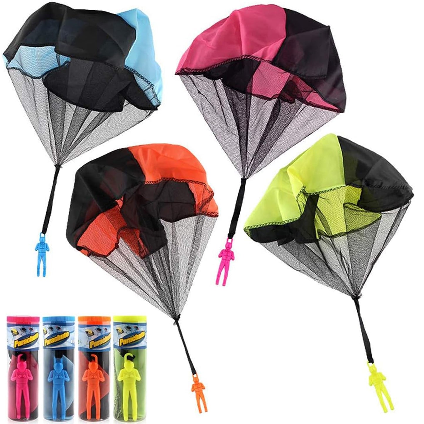 4PCS Free tossing Parachute  Outdoor Toss It Up Flying Toys for Kids  No Assemble or Batteries Required
