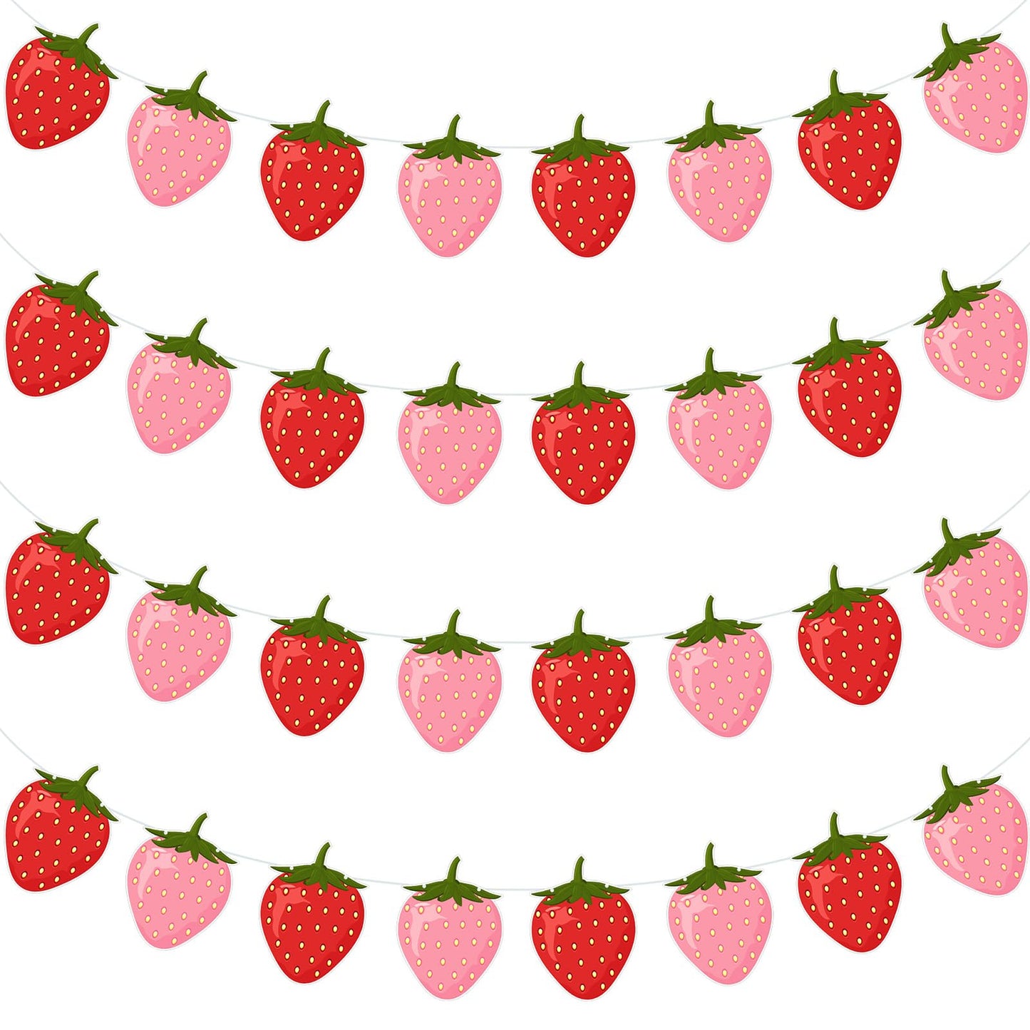 Lewtemi 4 Pcs Berry First Birthday Decor Strawberry Baby Shower Decorations Strawberry Hanging Banner Berry Garland for Strawber