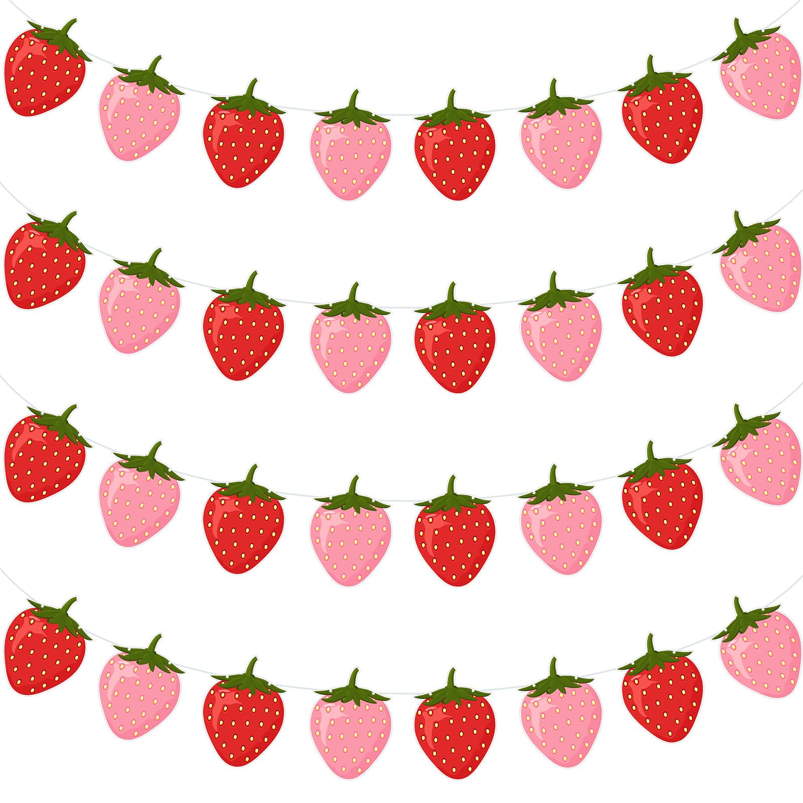 Lewtemi 4 Pcs Berry First Birthday Decor Strawberry Baby Shower Decorations Strawberry Hanging Banner Berry Garland for Strawber