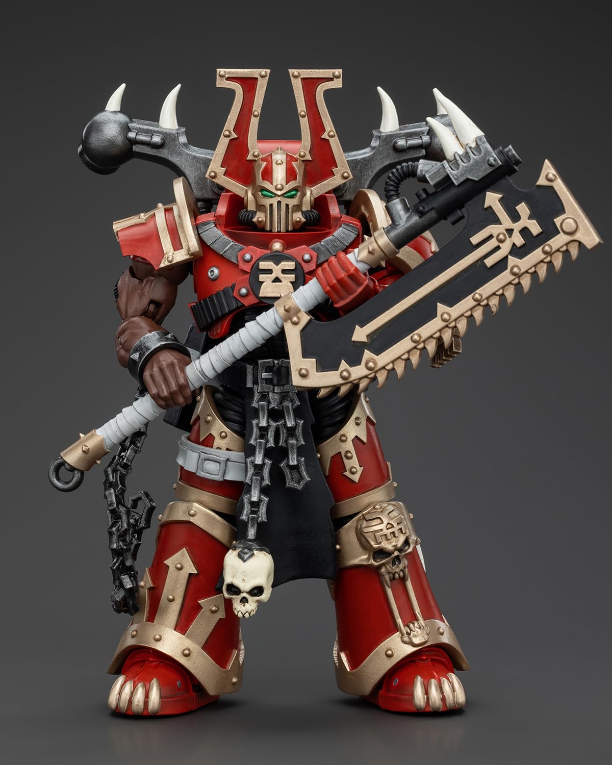 Pipigirl Joytoy Gw 40K Genuine License 1:18 Action Figure, World Eaters Khorne Berzerker With Eviscerator Chainaxe, 4.96 Inch Co
