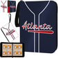 Kivolfun Baseball Card Binder With Sleeves, 400 Pocket, Atlanta Navy, 3 Ring Binder Storage Book Folder Organizer For Kids Gift